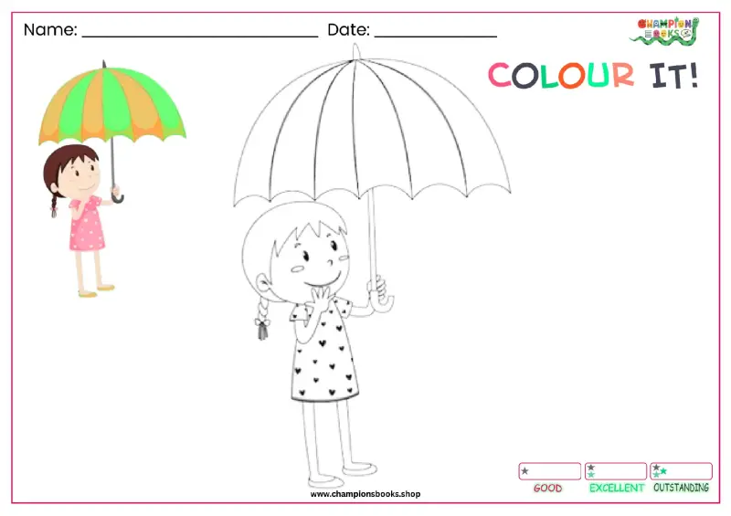 Umbrella Coloring Page for Kids | Fun Rainy Day Activity