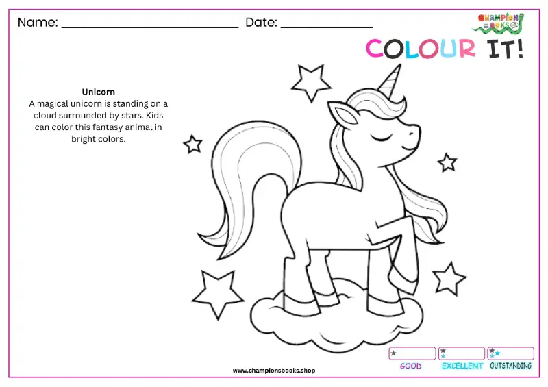 Magical Unicorn Coloring Page for Kids - Free Printable