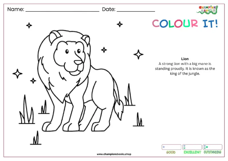 Printable Lion Coloring Page for Kids | Kindergarten Fun