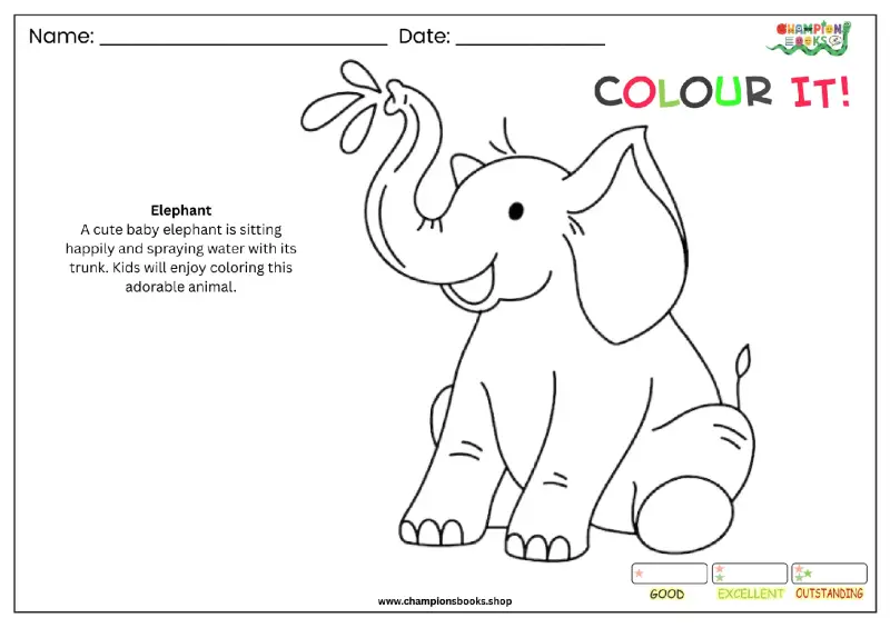Cute Elephant Coloring Page for Kids | Free Printable Fun