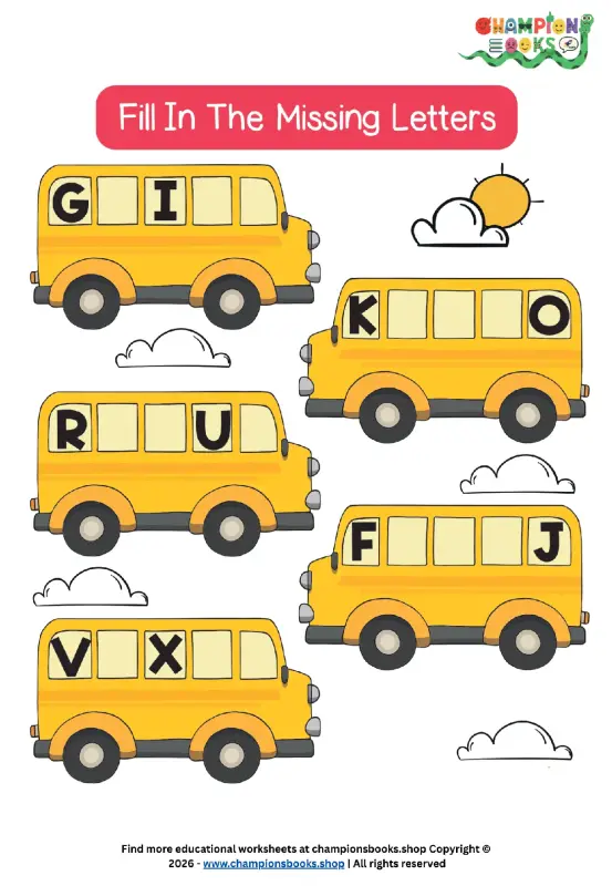 Fill In The Missing Letters Worksheet | Kindergarten Alphabet Fun