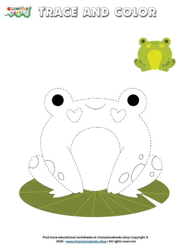 Fun Frog Tracing Worksheet for Kindergarten | Trace & Color