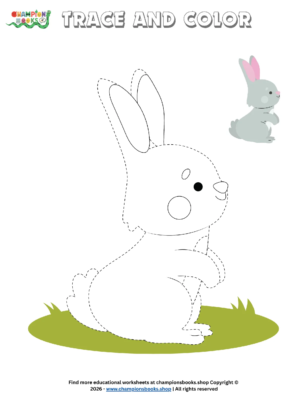Trace and Color Rabbit Worksheet for Kindergarten Fun