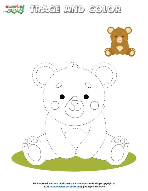 Trace & Color Bear Worksheet: Fun Tracing for Kindergarten Kids!