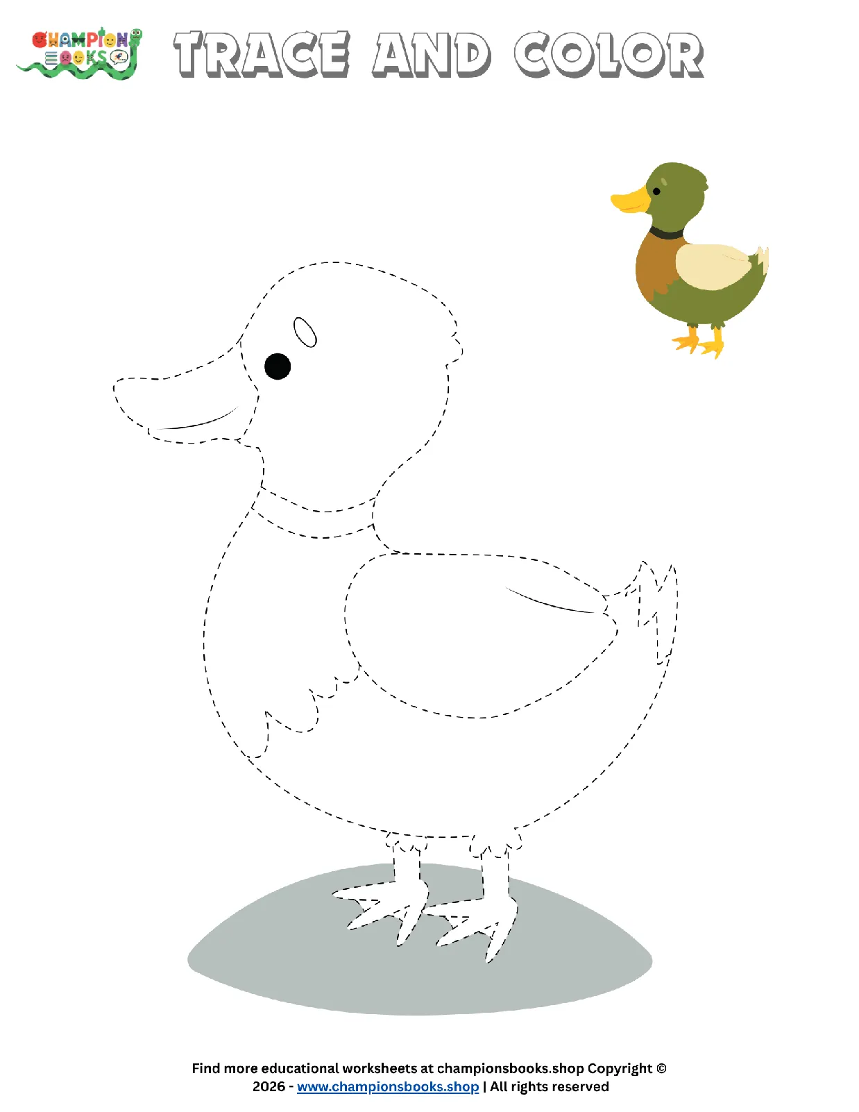 Kindergarten Duck Tracing & Coloring Worksheet Fun!