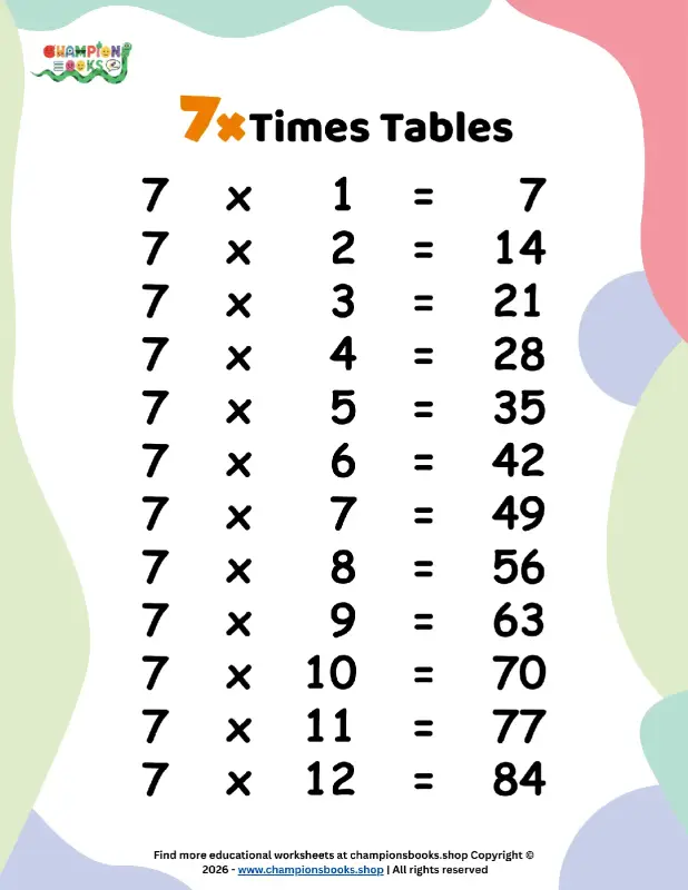 Master 7 Times Tables! Free Printable Worksheet for Kids