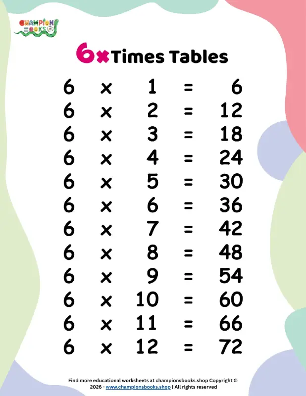 Master 6 Times Tables: Fun Worksheet for Kids!
