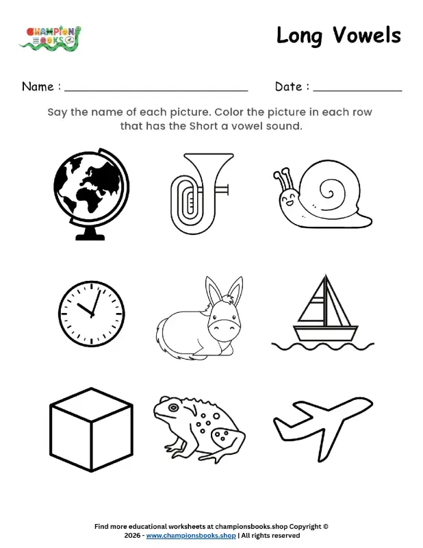 Long Vowels Worksheet for Grade 1 | Phonics Practice