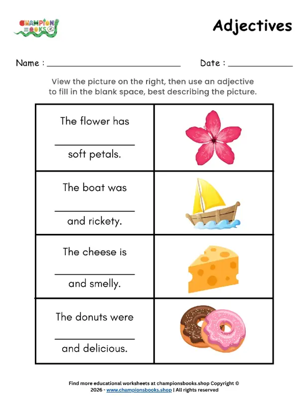 Adjectives Worksheet for Grade 2 - Describe & Learn!