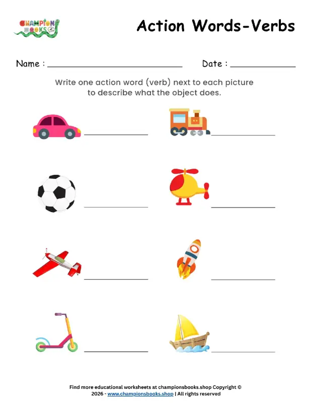 Action Words Verbs Worksheet for Grade 1 | Learn Verbs