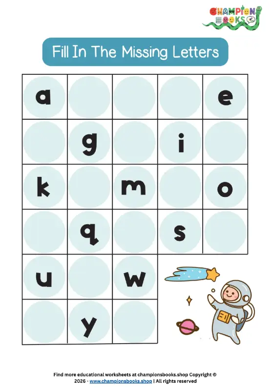 Fill In The Missing Letters Worksheet | Kindergarten Alphabet Fun