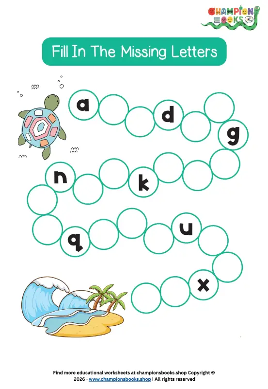 Kindergarten Missing Letters Worksheet - Alphabet Practice
