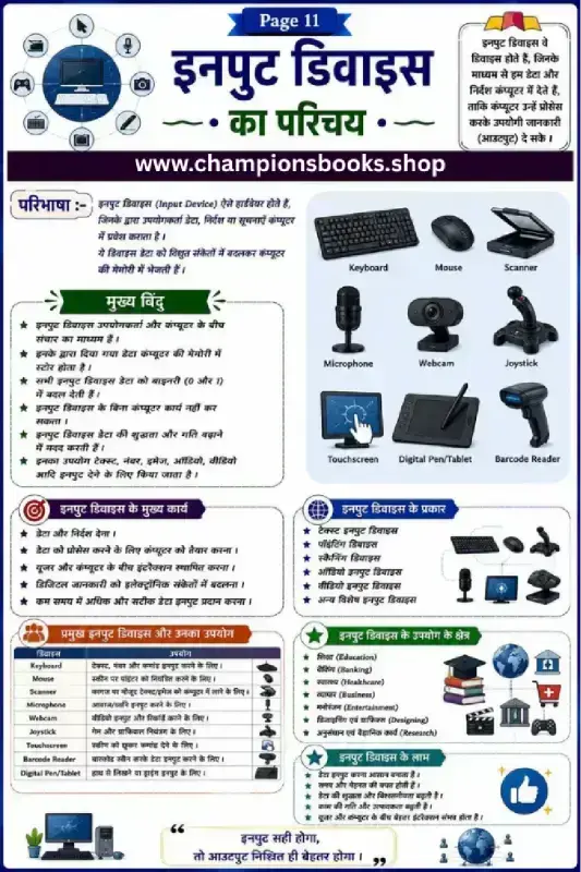 Computer Input Devices Worksheet in Hindi | Grade 4