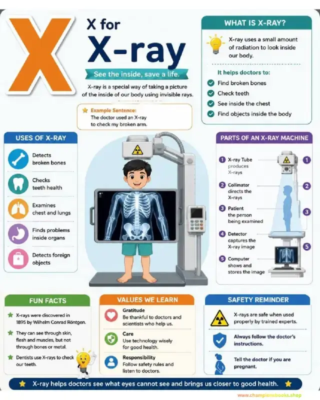 Letter X is for X-Ray Educational Poster and Worksheet