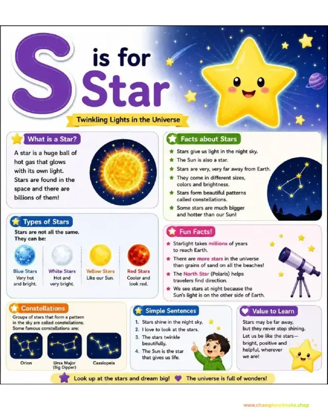 Stars Science Worksheet for Kids: S is for Star Activity