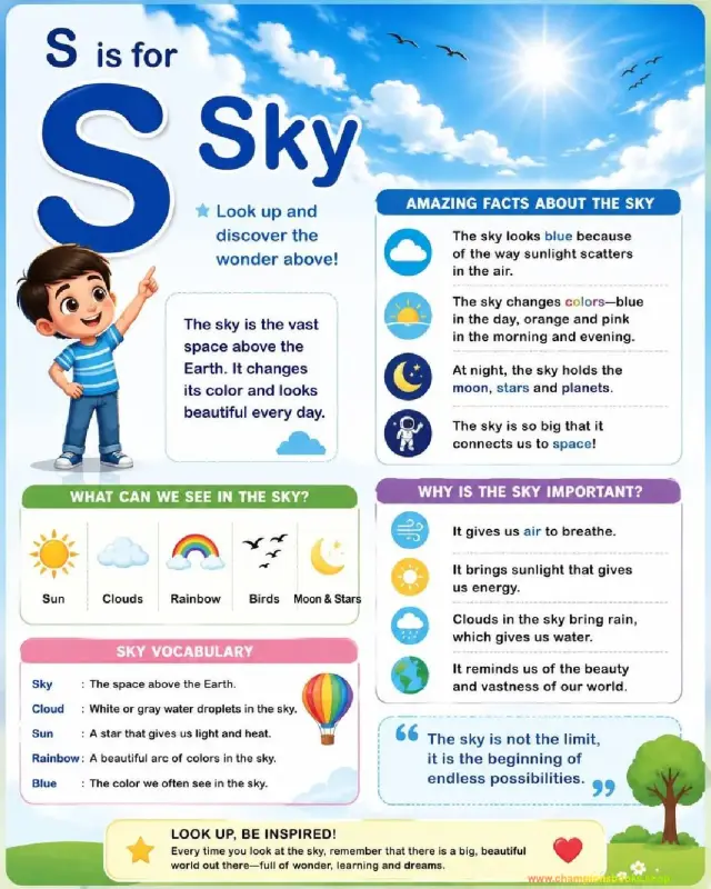 Letter S Sky Worksheet: Kindergarten Science Activity