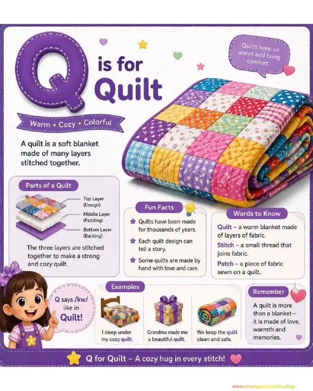 Letter Q is for Quilt Worksheet | Learn Phonics & Words