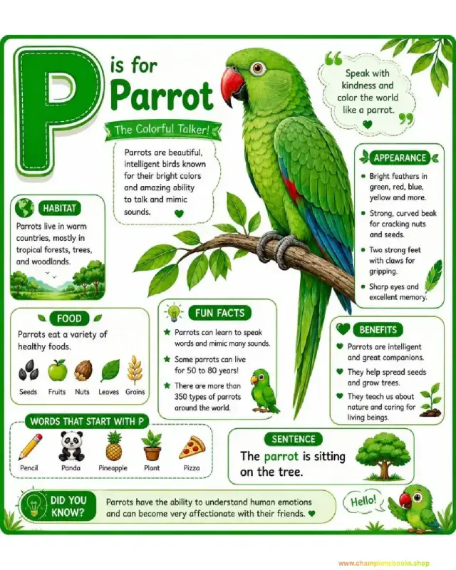 Letter P is for Parrot Worksheet: Phonics & Fun Facts