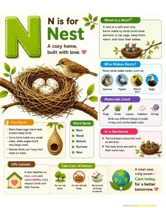 Letter N is for Nest Worksheet & Activities for Kids