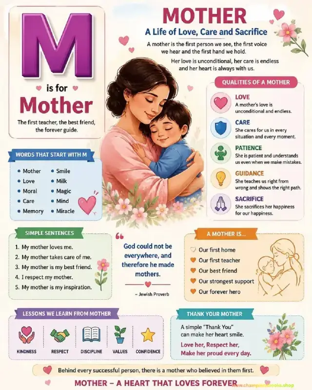 M is for Mother Worksheet: Educational Poster for Kids