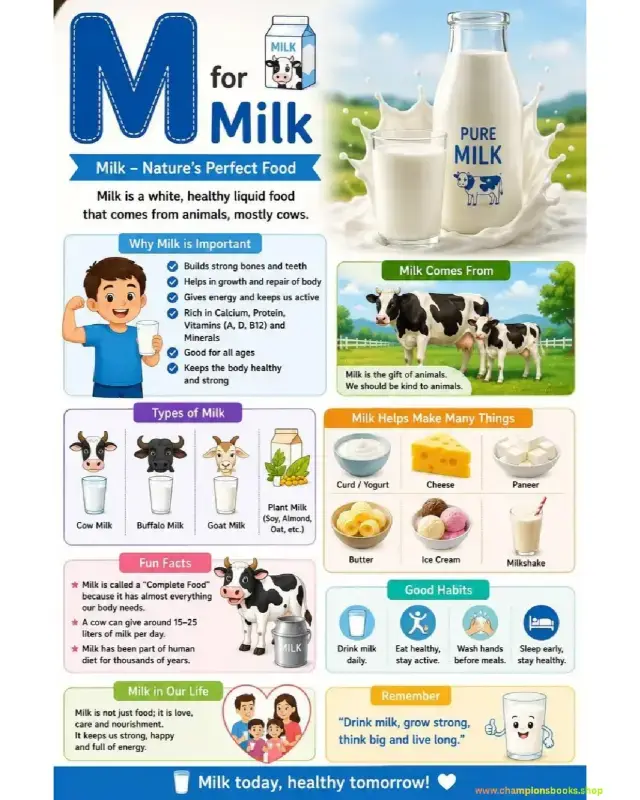 All About Milk Worksheet: Educational Chart for Kids