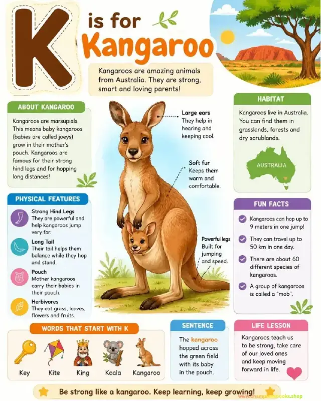 K is for Kangaroo Worksheet | Kindergarten Alphabet Fun