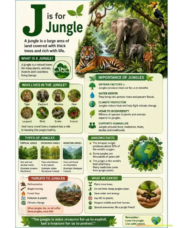 J is for Jungle Worksheet: Fun Jungle Facts for Kids