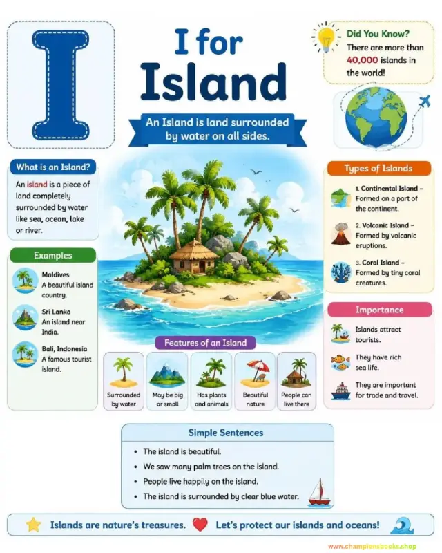 Letter I Island Worksheet: Learn Geography & Alphabet