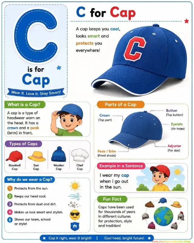 Letter C is for Cap Vocabulary Worksheet & Chart