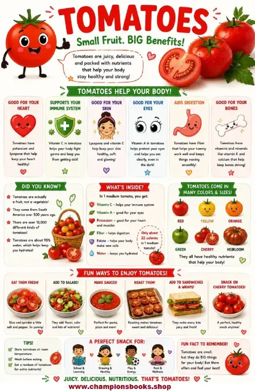 Tomato Nutrition Facts Poster for Kids | Healthy Eating Chart