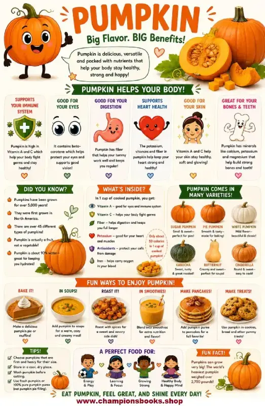Pumpkin Nutrition Worksheet & Health Benefits Poster