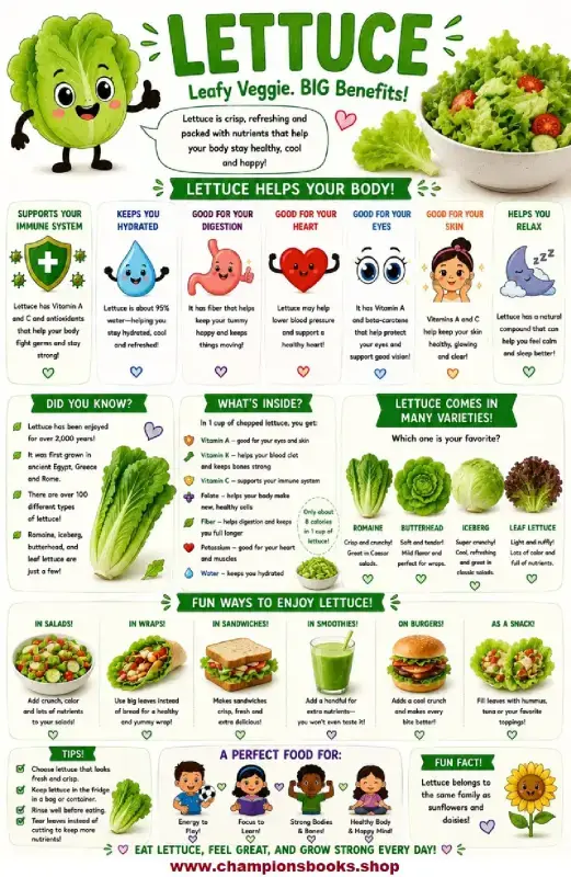Lettuce Health Benefits Poster & Educational Worksheet