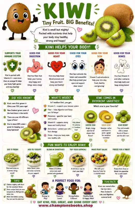 Kiwi Fruit Benefits for Kids | Healthy Eating Worksheet