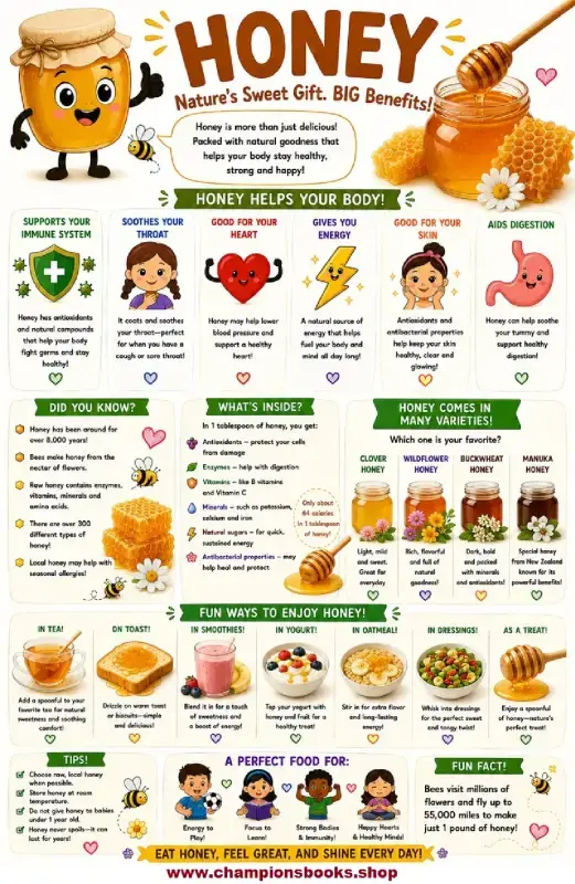 Health Benefits of Honey Poster & Worksheet for Kids