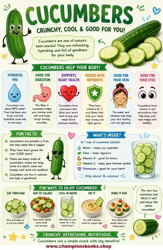 Fun Cucumber Facts for Kids: Healthy Eating Poster