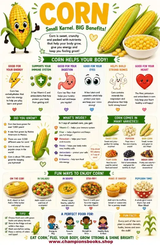 Amazing Corn Facts for Kids | Healthy Nutrition Poster