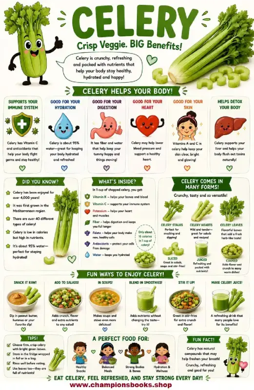 Celery Benefits Infographic: Healthy Facts for Kids
