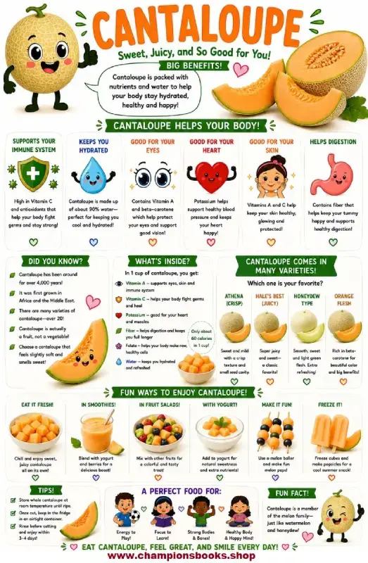 Fun Cantaloupe Facts for Kids | Healthy Nutrition Poster