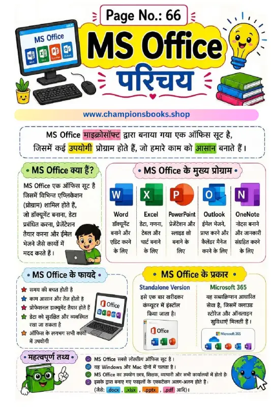 Learn MS Office Introduction in Hindi Worksheet for Kids