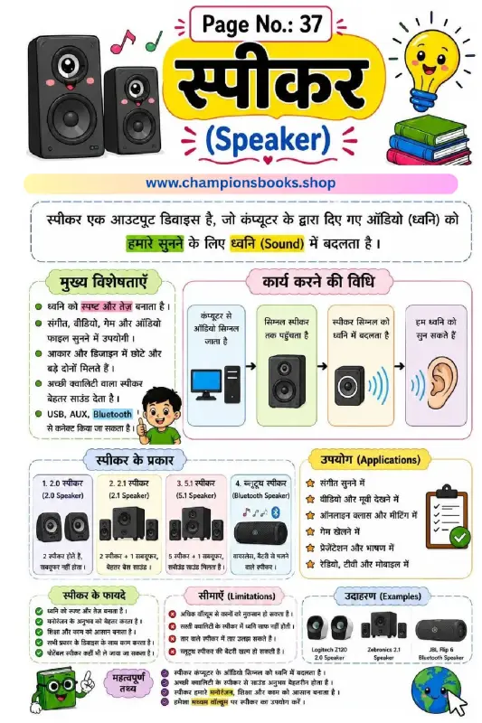 Speaker Computer Output Device Worksheet | Grade 3 Computer