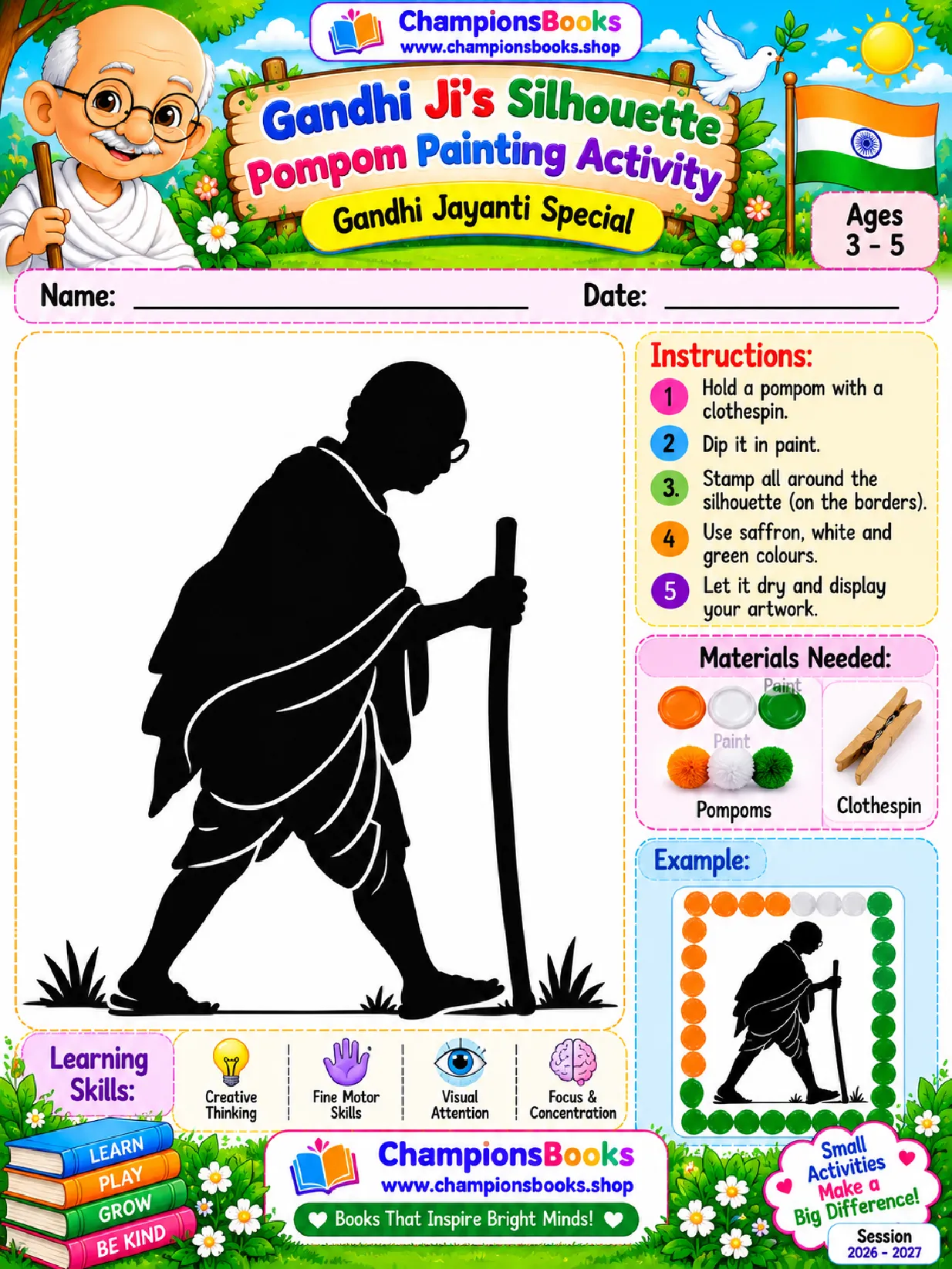 Gandhi Jayanti Craft Activity: Silhouette Painting