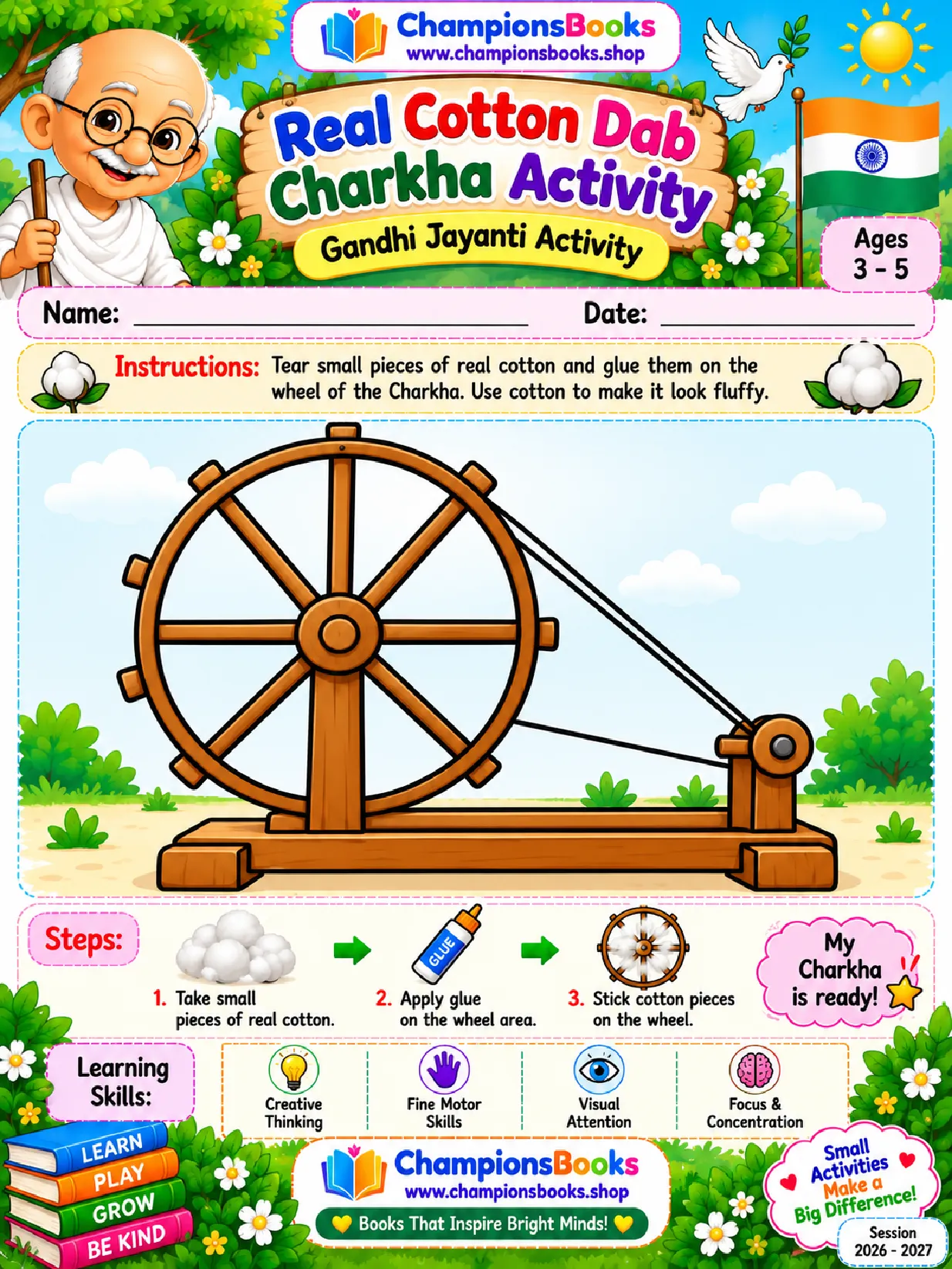 Gandhi Jayanti Charkha Activity for Preschoolers