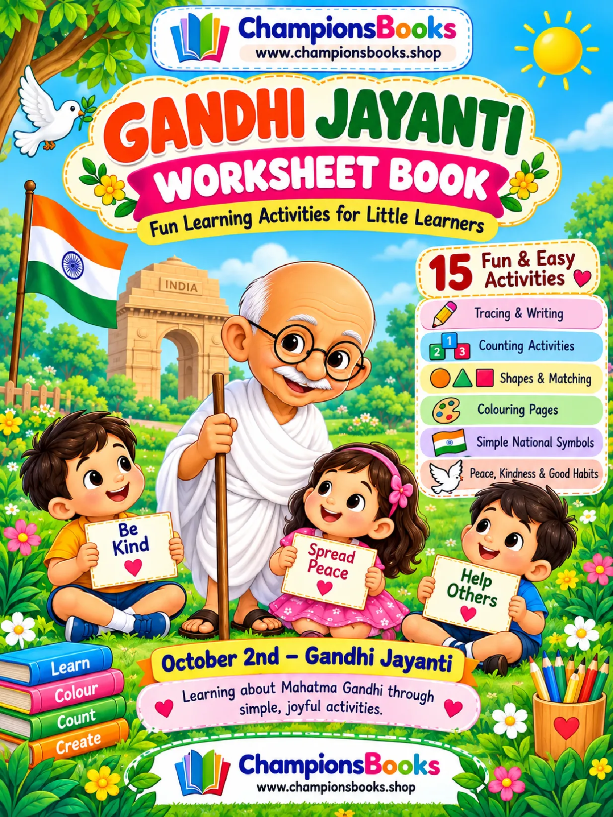 Gandhi Jayanti Worksheet Book for Kids | Champions Books